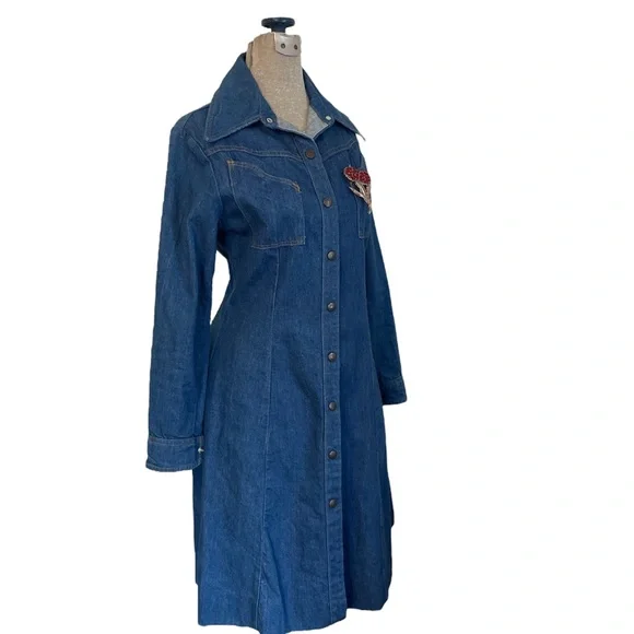 Vintage Landlubber Denim Button Down Shirt Dress S - Picture 1 of 10